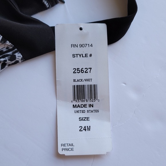 Vintage JBS Ltd. Size 24W Black & White Surplice V-Neck Self-Tie Maxi Dress NWT - Picture 2 of 6